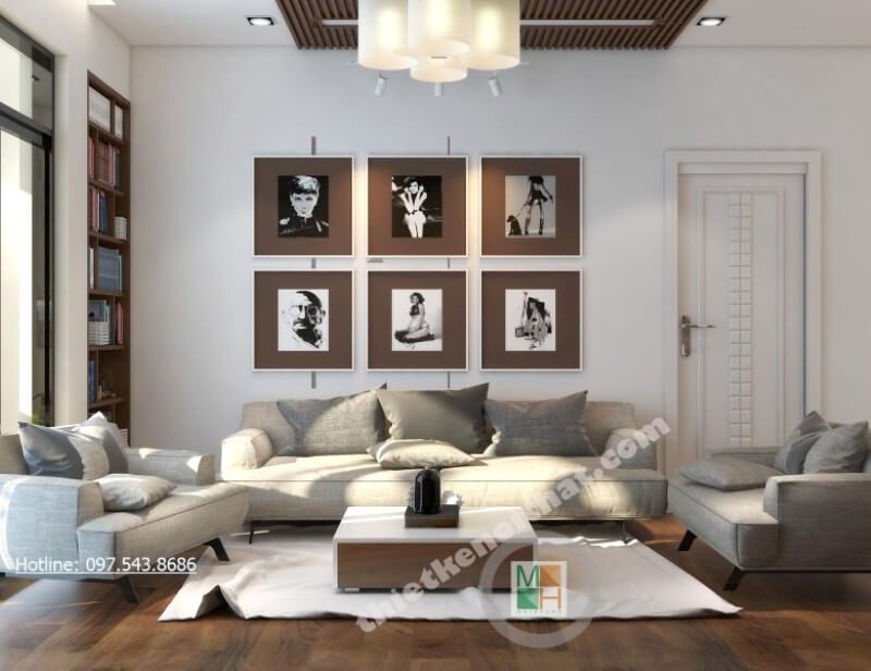 Không gian phòng khách nổi bật hơn với bộ sofa bọc vải